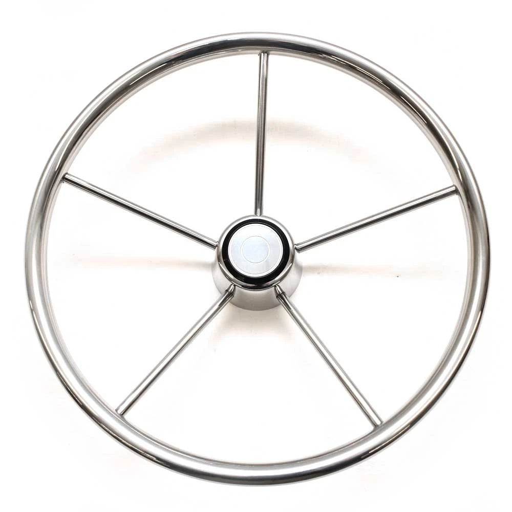 Boat Destroyer Steering Wheel - 5-Spoke 15 1/4 Inch Stainless