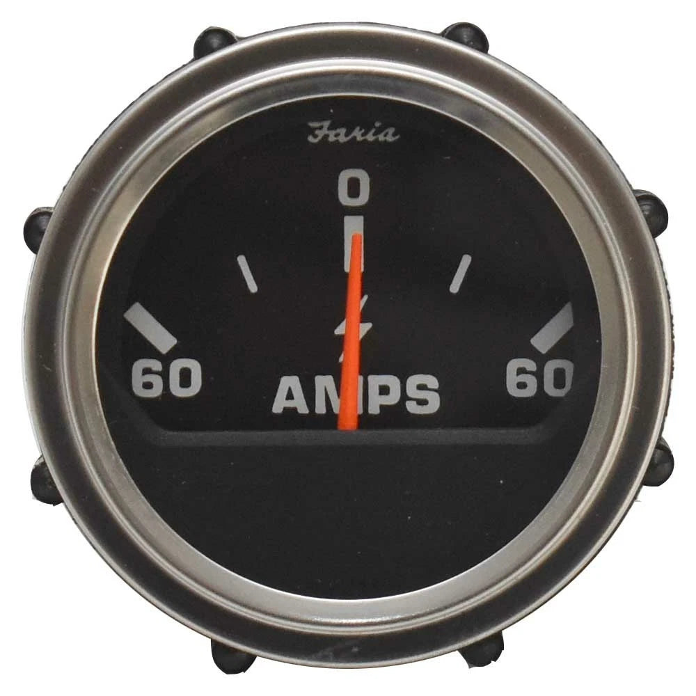 Faria Boat 60-0-60 Amperage Gauge AP0525A - 2 Inch Heavy Duty Silver