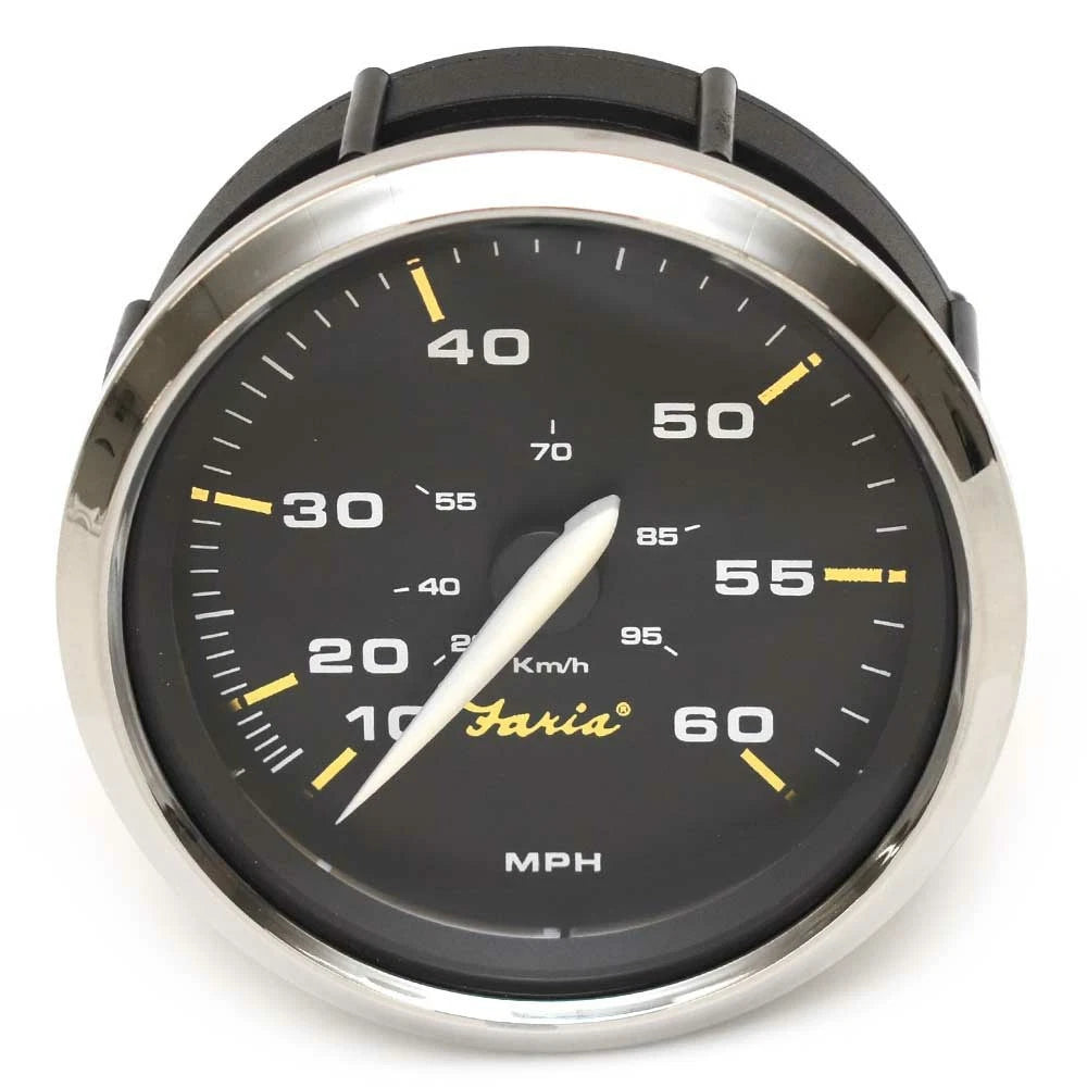 Faria Boat Speedometer Gauge SEK632A - Kronos Black 60 MPH