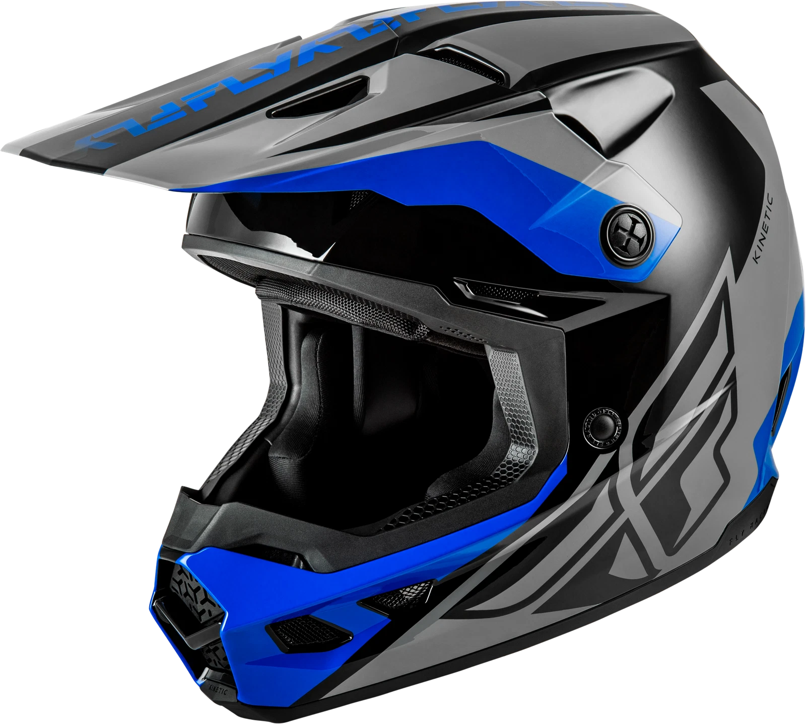 FLY Racing Kinetic Crest Helmet Off-Road Motorcycle Helmet Small Grey/Black/Blu E