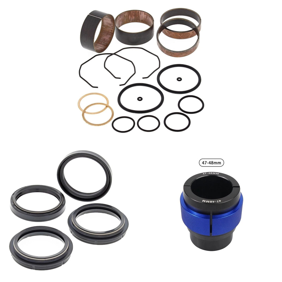 Complete Front Fork Rebuild Kit for Kawasaki KX250 2002-2003 56- with Driver