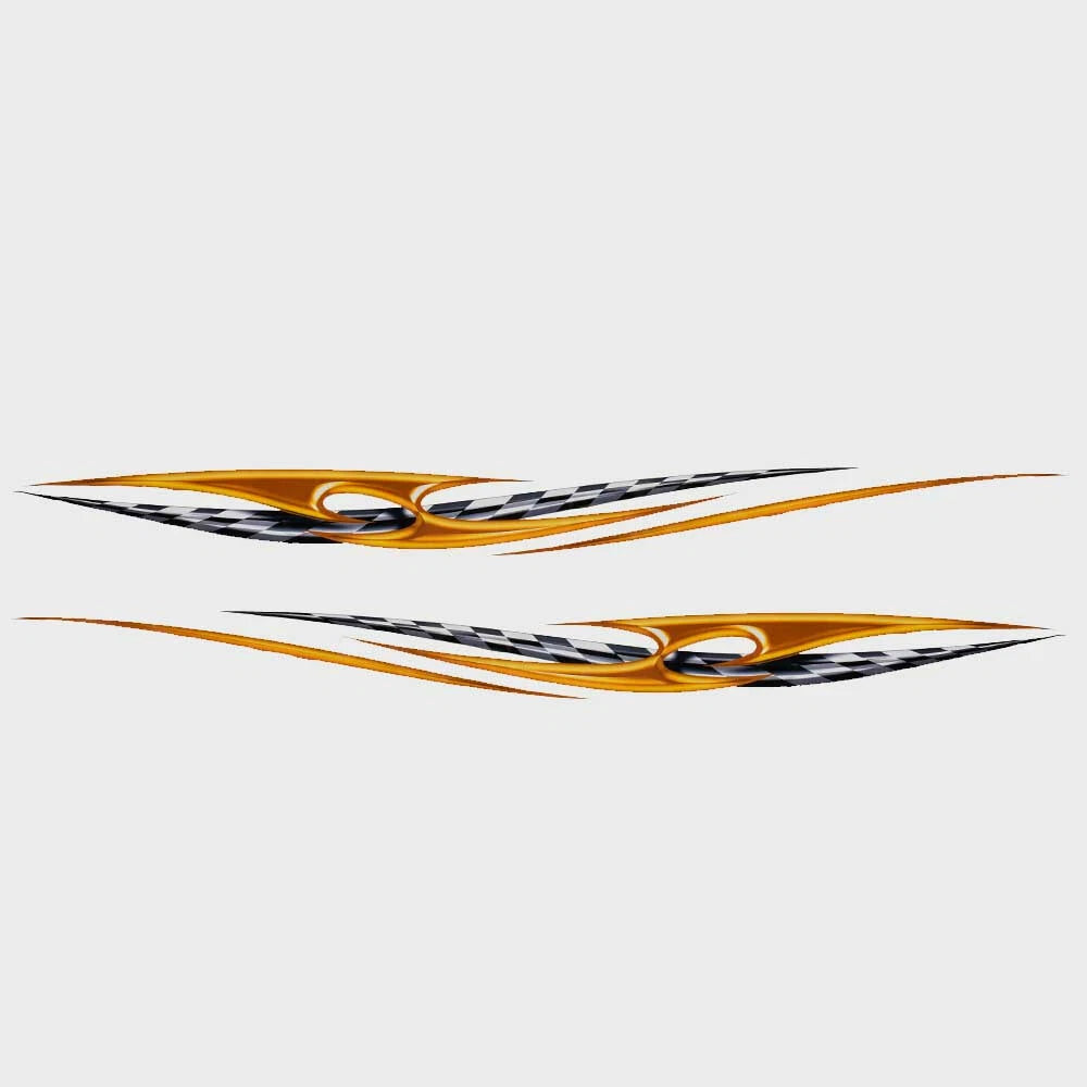 StarCraft Boat Graphic Decals - Yellow with B/W Checkered (set of 2)