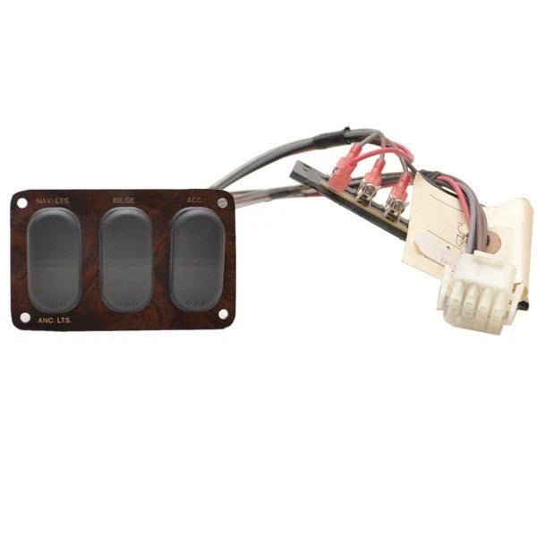 Misty Harbor Boat Switch Panel - Woodgrain 4 X 2 1/2 Inch Plastic