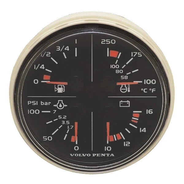Volvo Boat Multifunction Gauge VP3-847-875 - 4 1/2 Inch Black