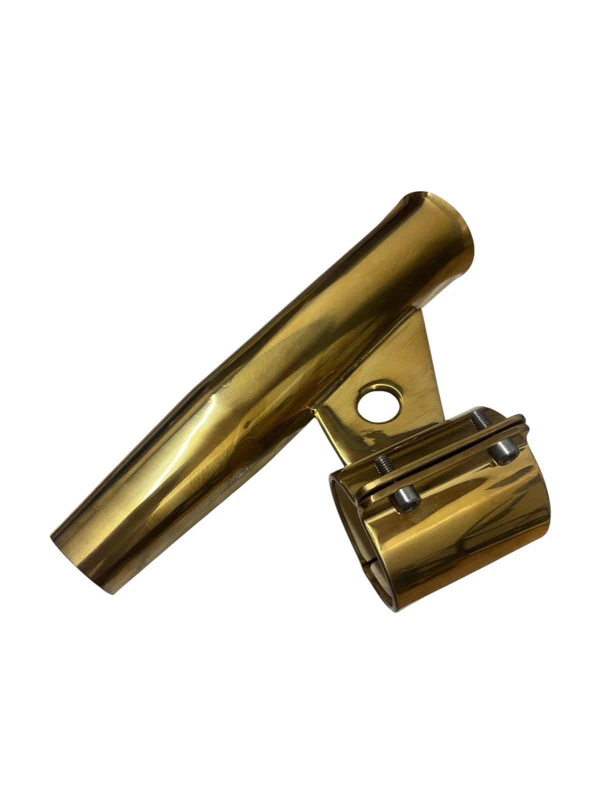 West Marine Gold Stainless Steel Rod Holder, 2 1/8 in OD Pipe Fixed Angled Mount