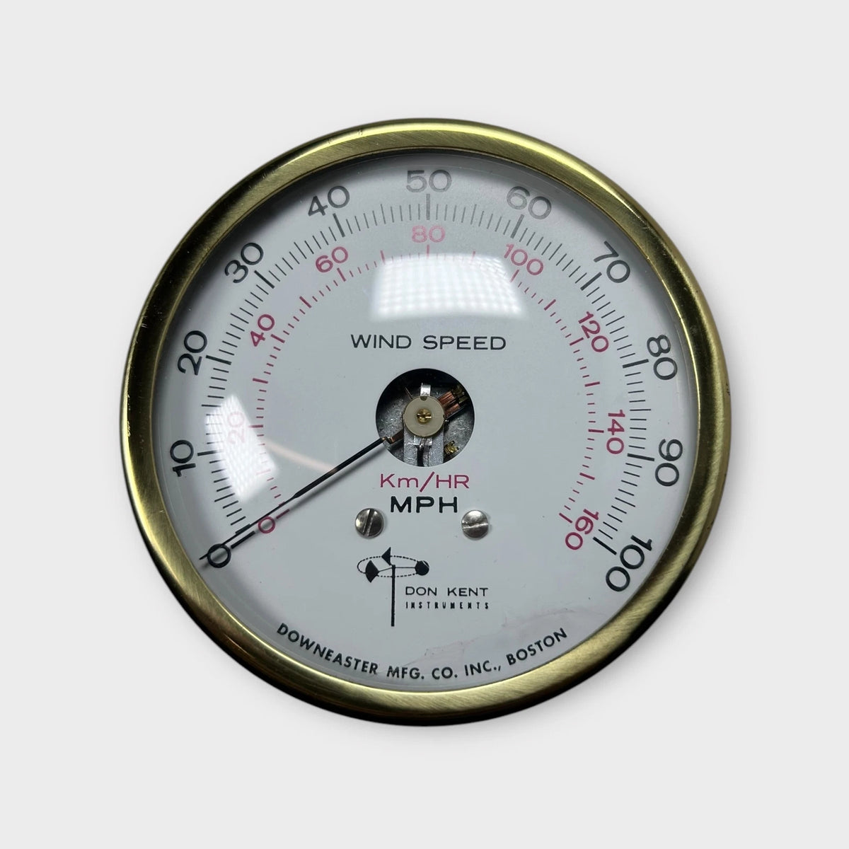 Don Kent Industries Downeaster Marine Brass MPH Wind Speed Gauge