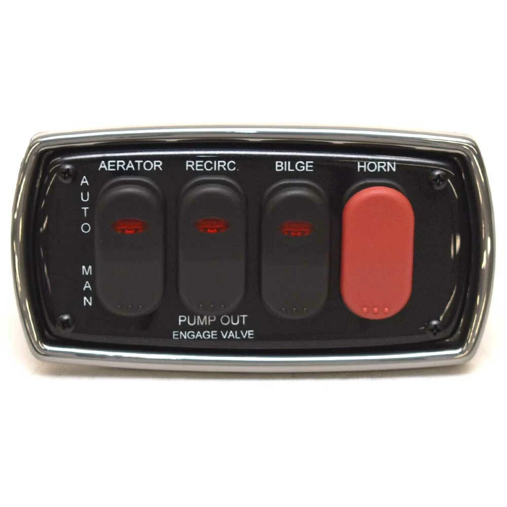 Nitro Boat Rocker Switch Panel - with Livewell Bilge Horn Black Silver
