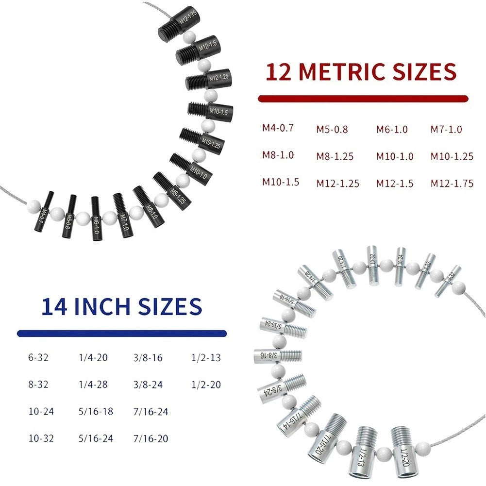 Thread Size Identifier 26 Piece Set for Nuts Bolts Accurate Measurement Tools