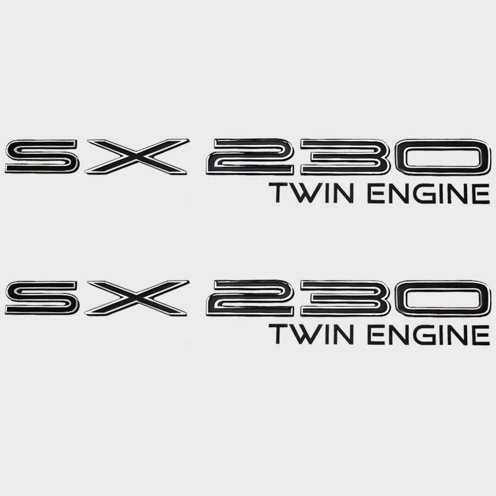 Yamaha Jet Boat Raised Decal Emblems - SX230 Twin Engine Black (pair)