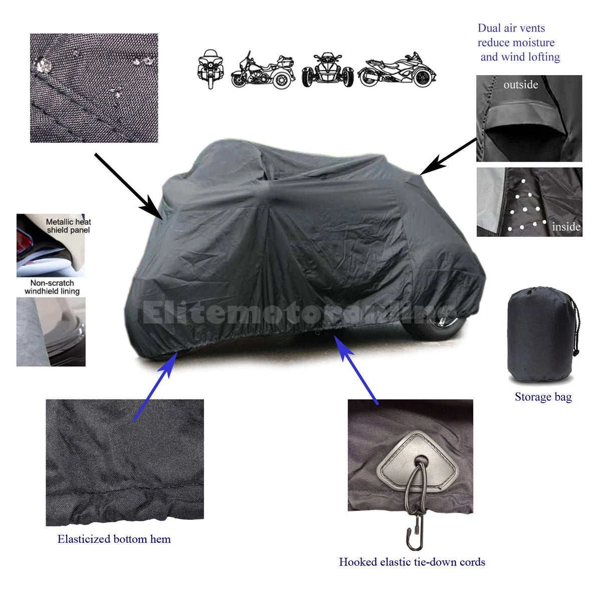 Harley Davidson Street Glide Deluxe Trike Storage Cover Waterproof Durable