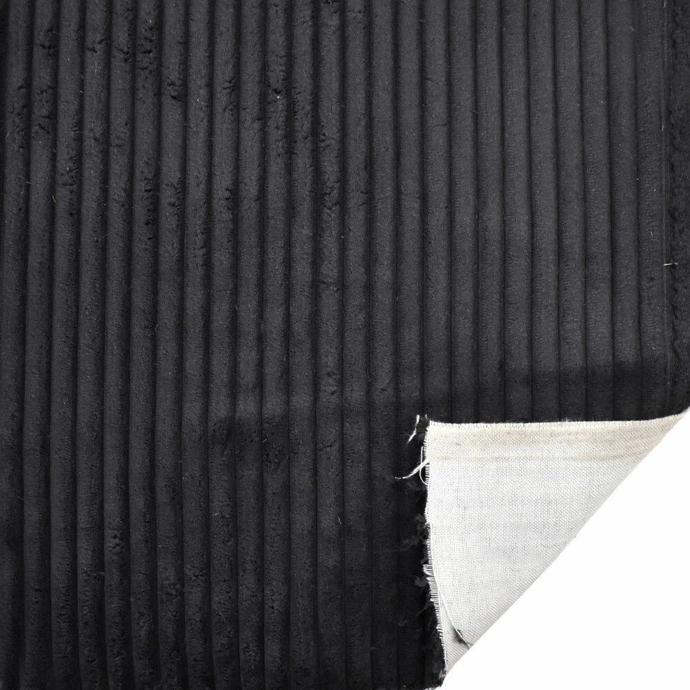 Boat Soft Ribbed Napped Fleece Fabric - Black 59 Inch (YD)