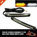 2 X Universal 12V 17 LED Motorcycle Light White Amber Running Turn Signal Strips