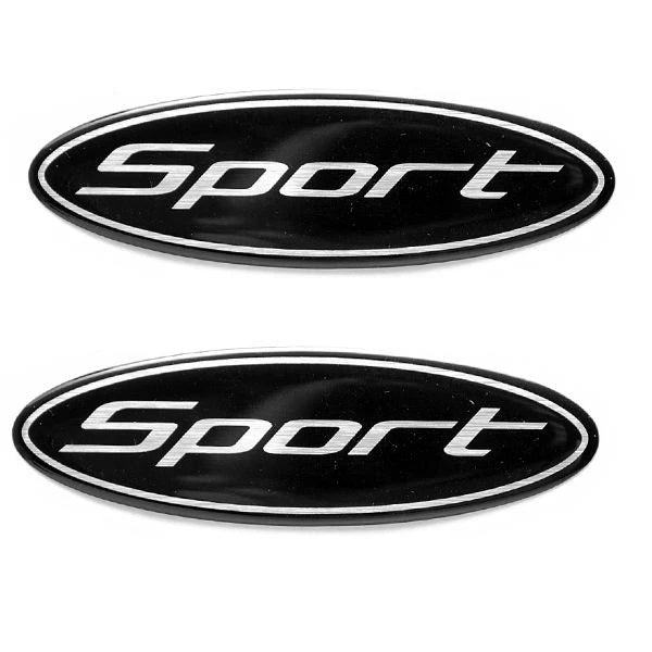 Sport Boat Foam Filled Decal Emblems - Black - Silver (pair)