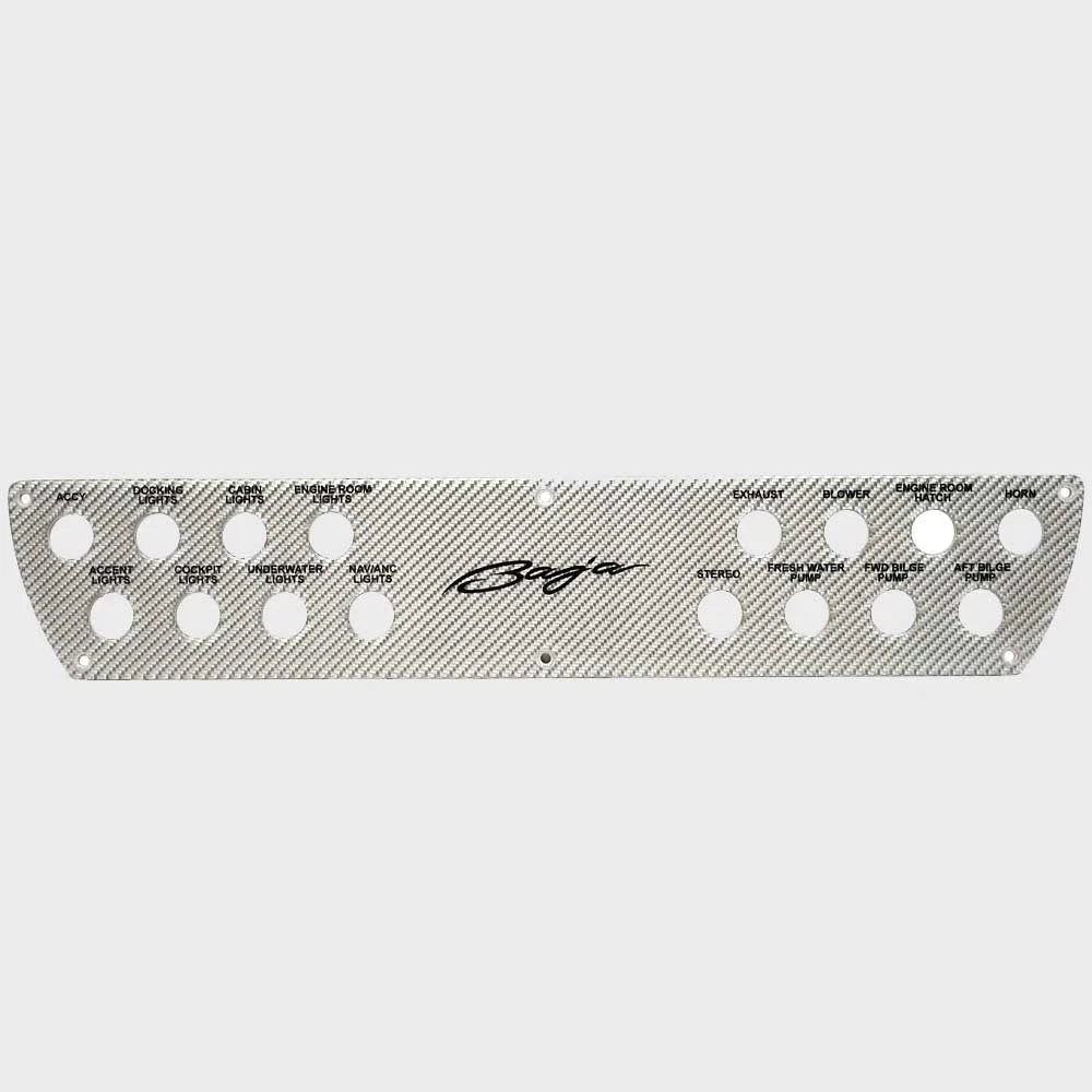 Baja Boat Blank Switch Panel - Silver Carbon Fiber 18 1/2 X 3 1/2 Inch