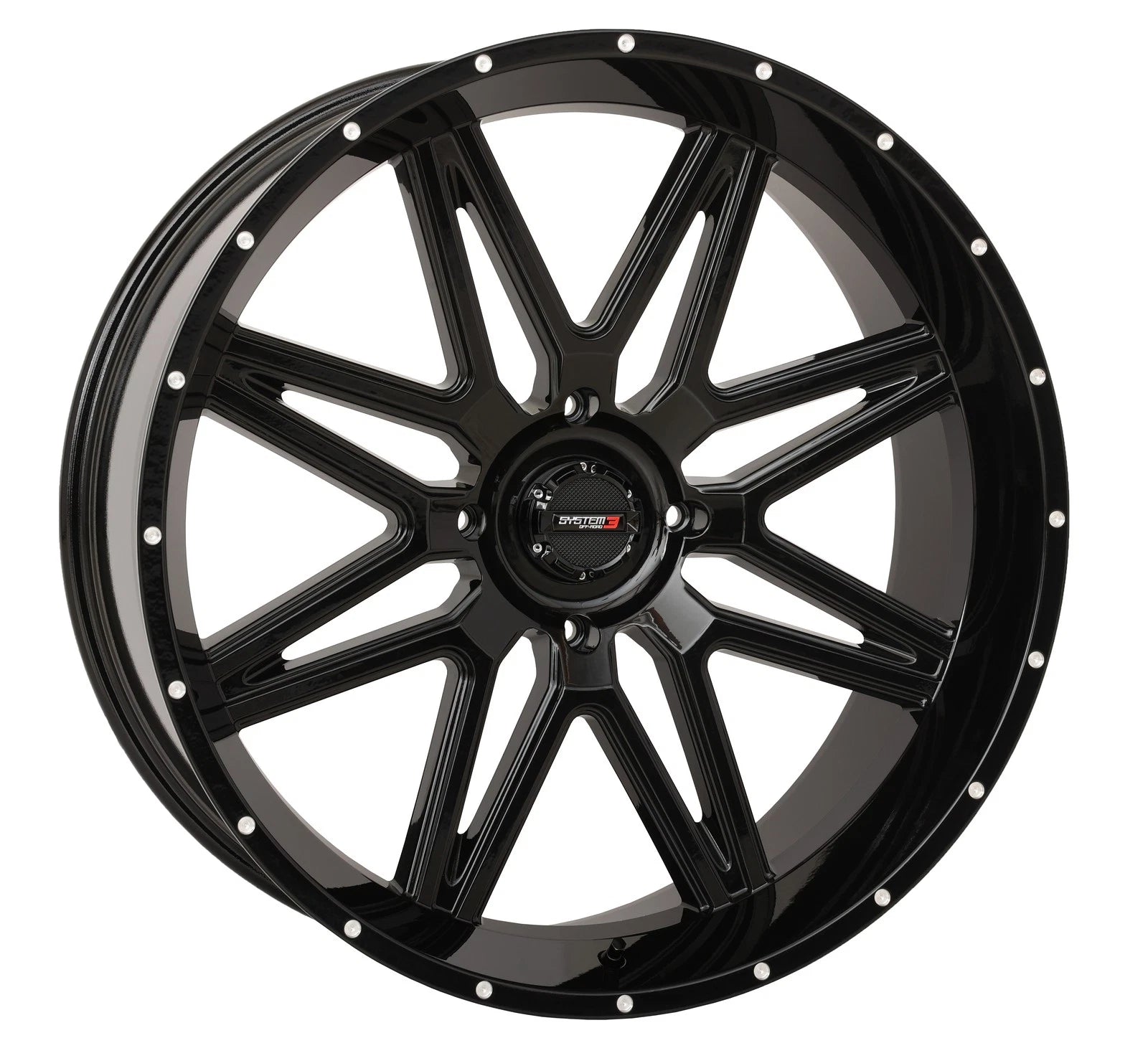 SYSTEM 3 St7 Wheel 24x9 5+4 (0mm) 4/156 Gloss Black for Polaris RZR 900 & XP