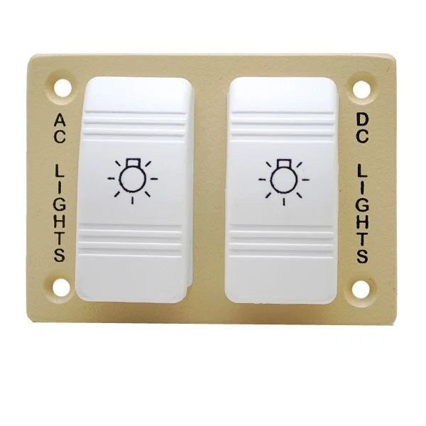Boat Lights Rocker Switch Panel - Off White Coated Aluminum