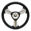 Boat Steering Wheel - Aluminum 13 3/4 Inch Black Silver