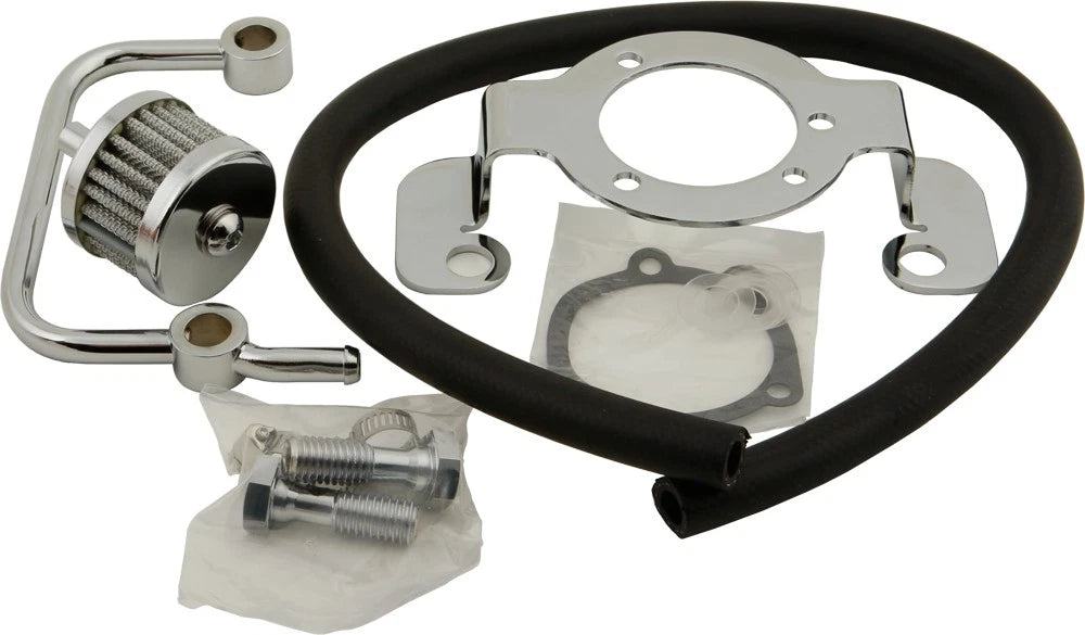 HardDrive Complete Mnt Kit Breather Tube Chrome for Harley XL 91-06