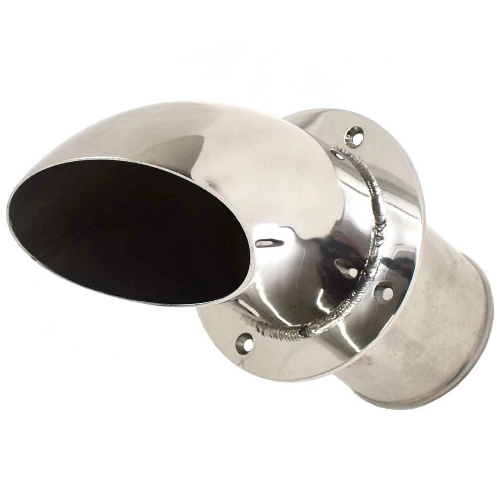 PCM Boat Exhaust Tip 10098 - Stainless Steel 90° Turn Down 13° Flange