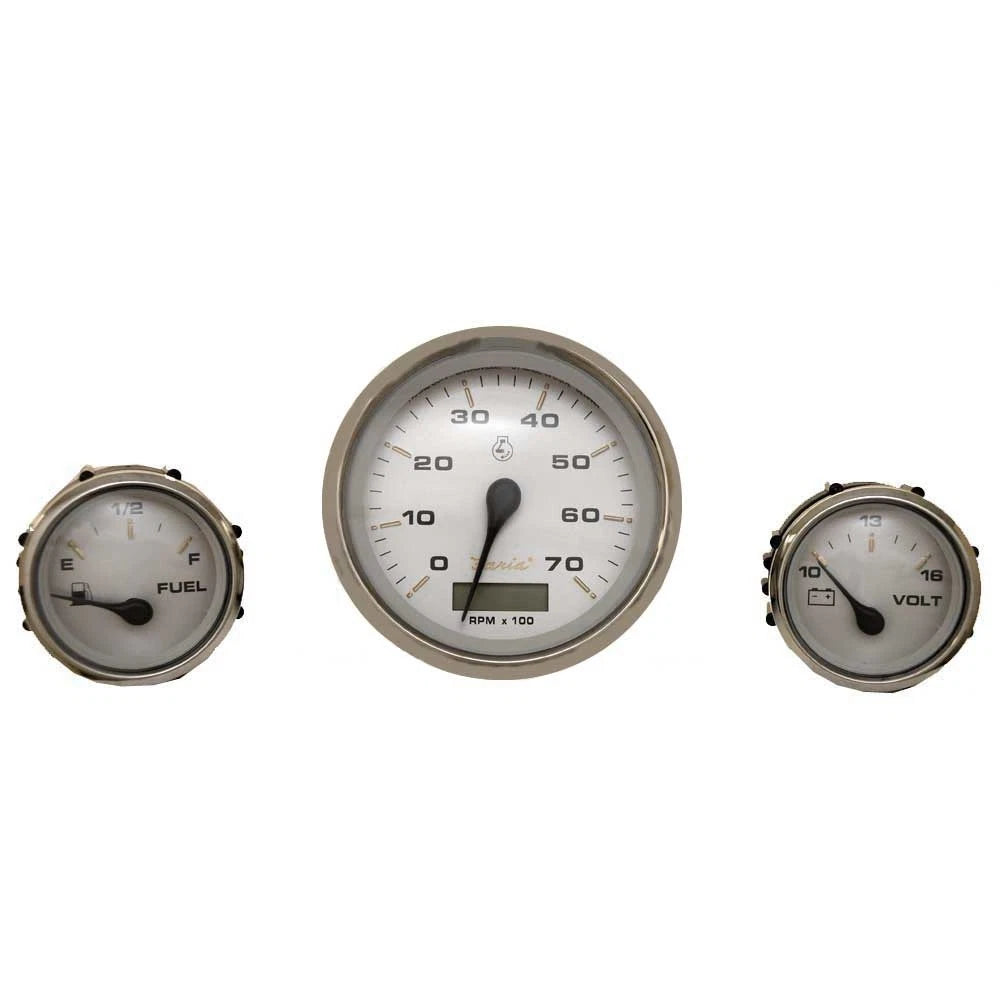 Faria Boat Gauge Set KTF020B - Kronos Silver Rinker (set of 3)