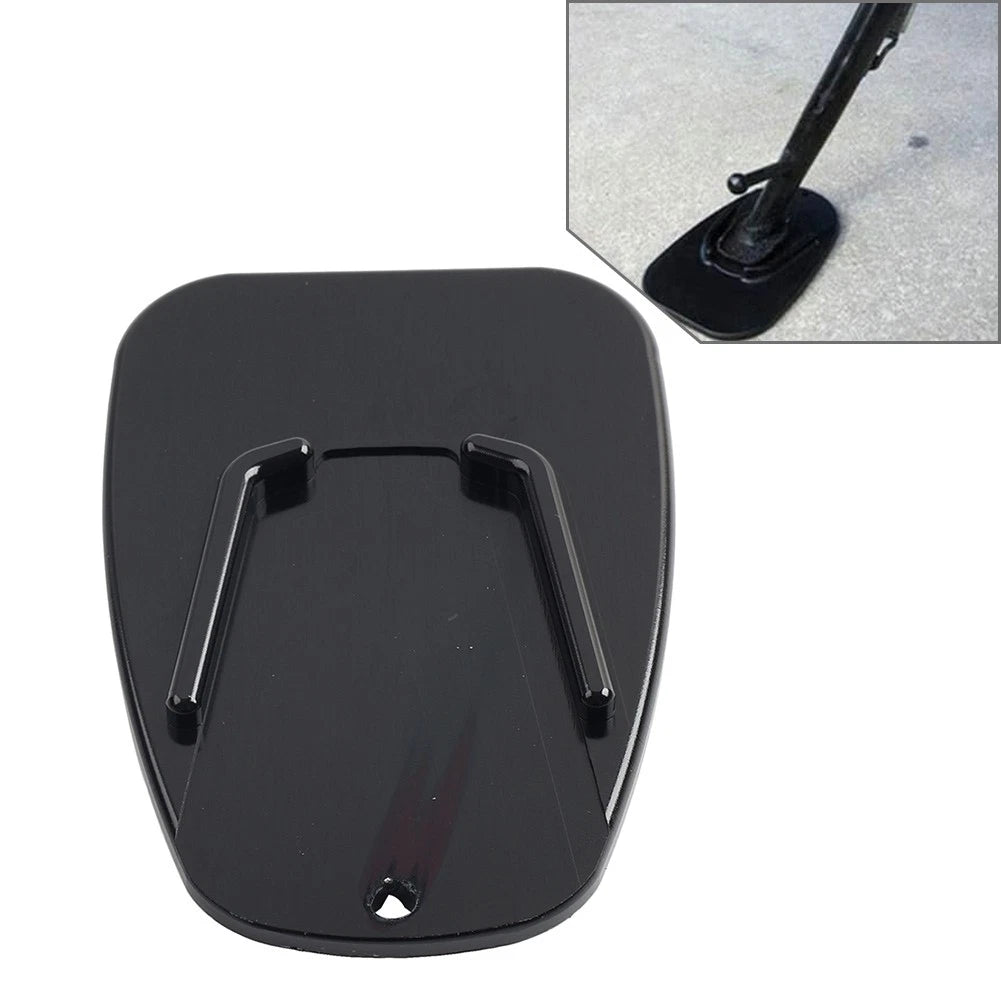 Universal Aluminum Alloy Motorcycle Enlarge Side Stand Kickstand Pad Plate Black
