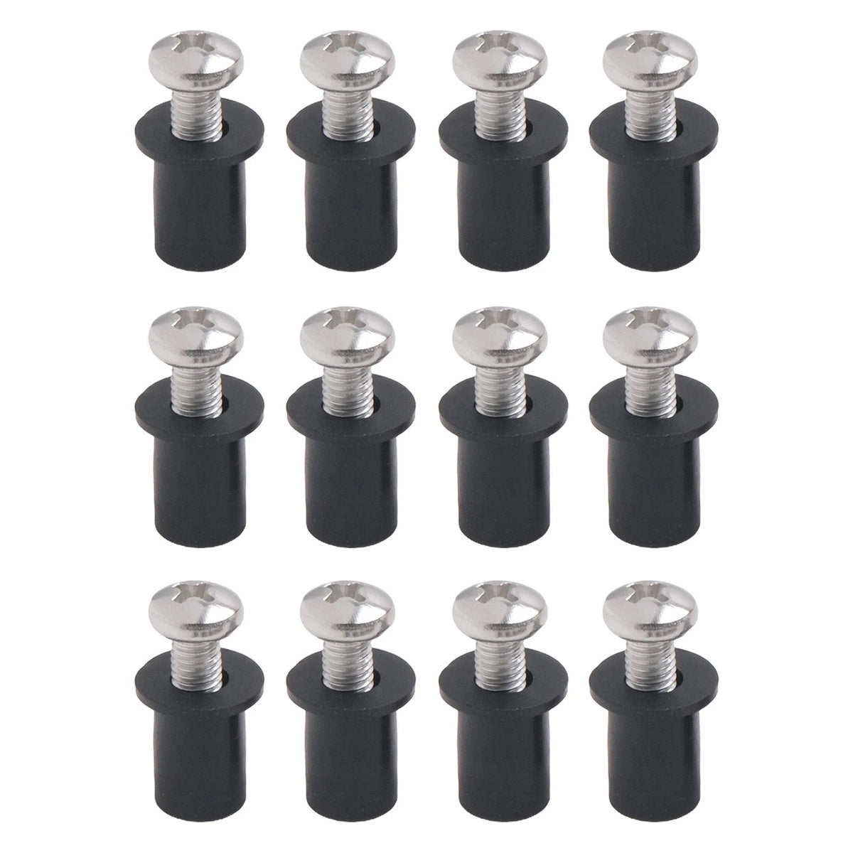 12PC Rubber Nuts Kit Stainless Steel Screws for Canoes and Boats