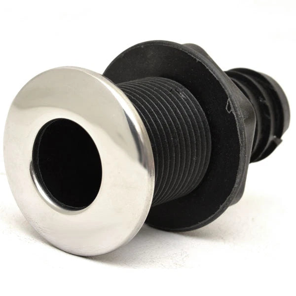 Boat Thru Hull Fitting - 1 1/8 Inch Barbed Black Plastic