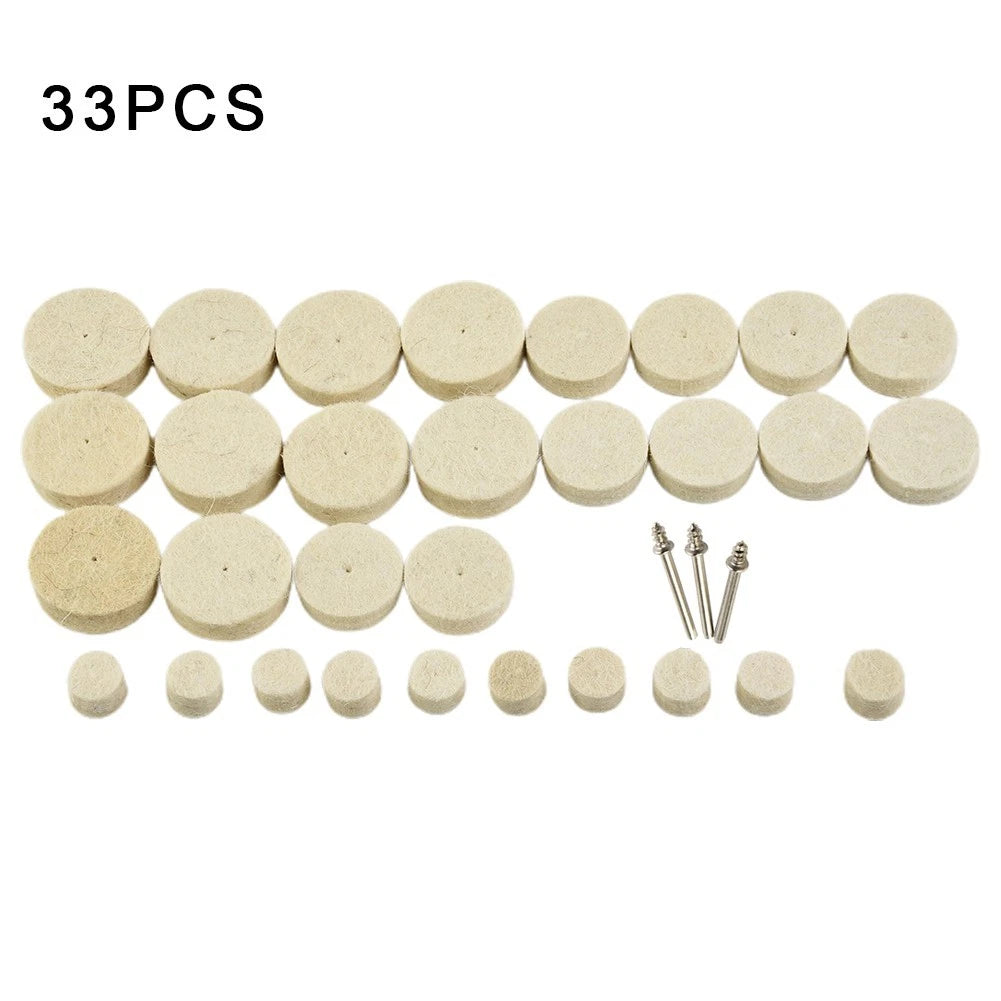 33pcs Buffing Wheel Kit Polishing Wheel Wool Wheels Rotary-Tool Accessory 3mm