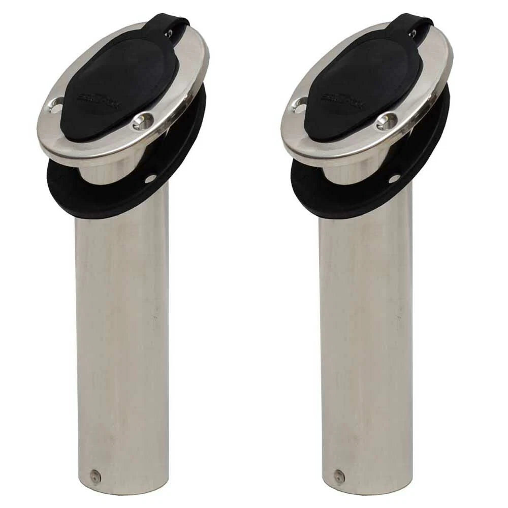 Sea Fox Boat Rod Holders - 40 Degree Stainless with Flush Caps (pair)