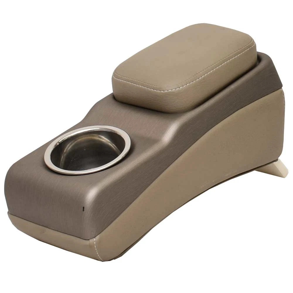G3 Boat Seat Pontoon Armrest 7352235 - /w Cup Holder Brown Vinyl