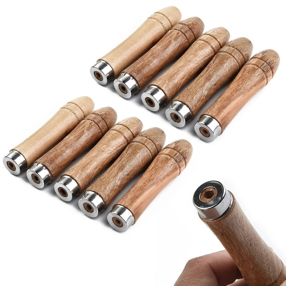 10pcs Wooden-File Handle Replacement Strong Metal Collar for File Craft Tool 9cm
