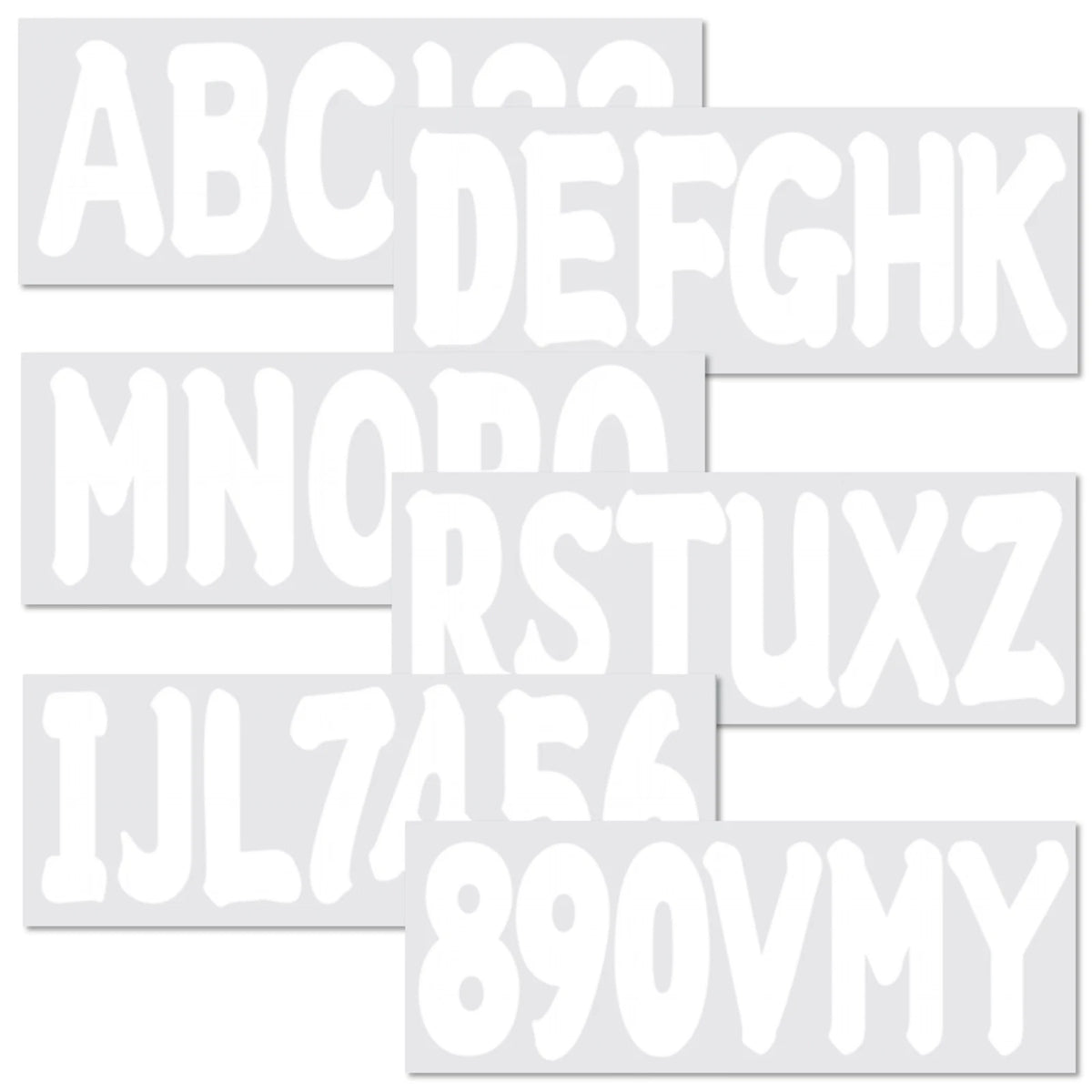 Custom Boat Registration Numbers Letters Decals 4 Sets of A-Z & 0-9 White
