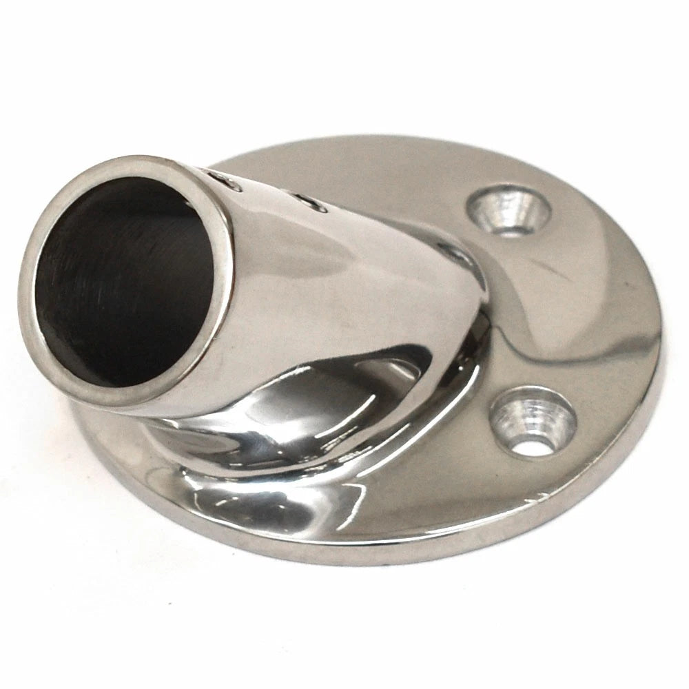 Boat Handrail Base Fitting - 7/8 Inch 45 Degree Angle Round SS