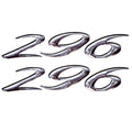 Rinker Boat Brand Decal - 296 White - Gray - Black 4 X 7/8 Inch (pair)