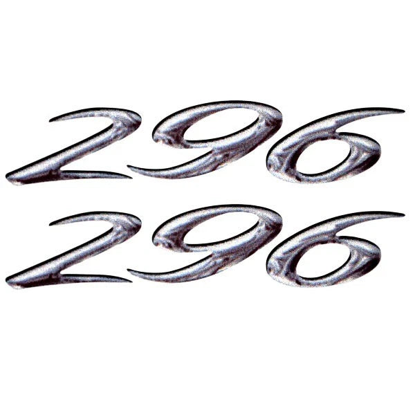 Rinker Boat Brand Decal - 296 White - Gray - Black 4 X 7/8 Inch (pair)