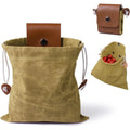 Foraging Bag Foldable Canvas Leather Pouch for Outdoor Hiking and Camping