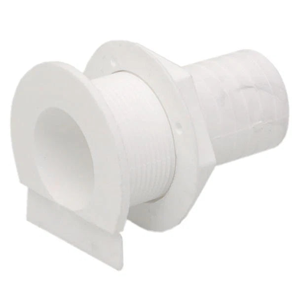 White Boat Thru Hull Connector - 1 1/2 Inch Plastic