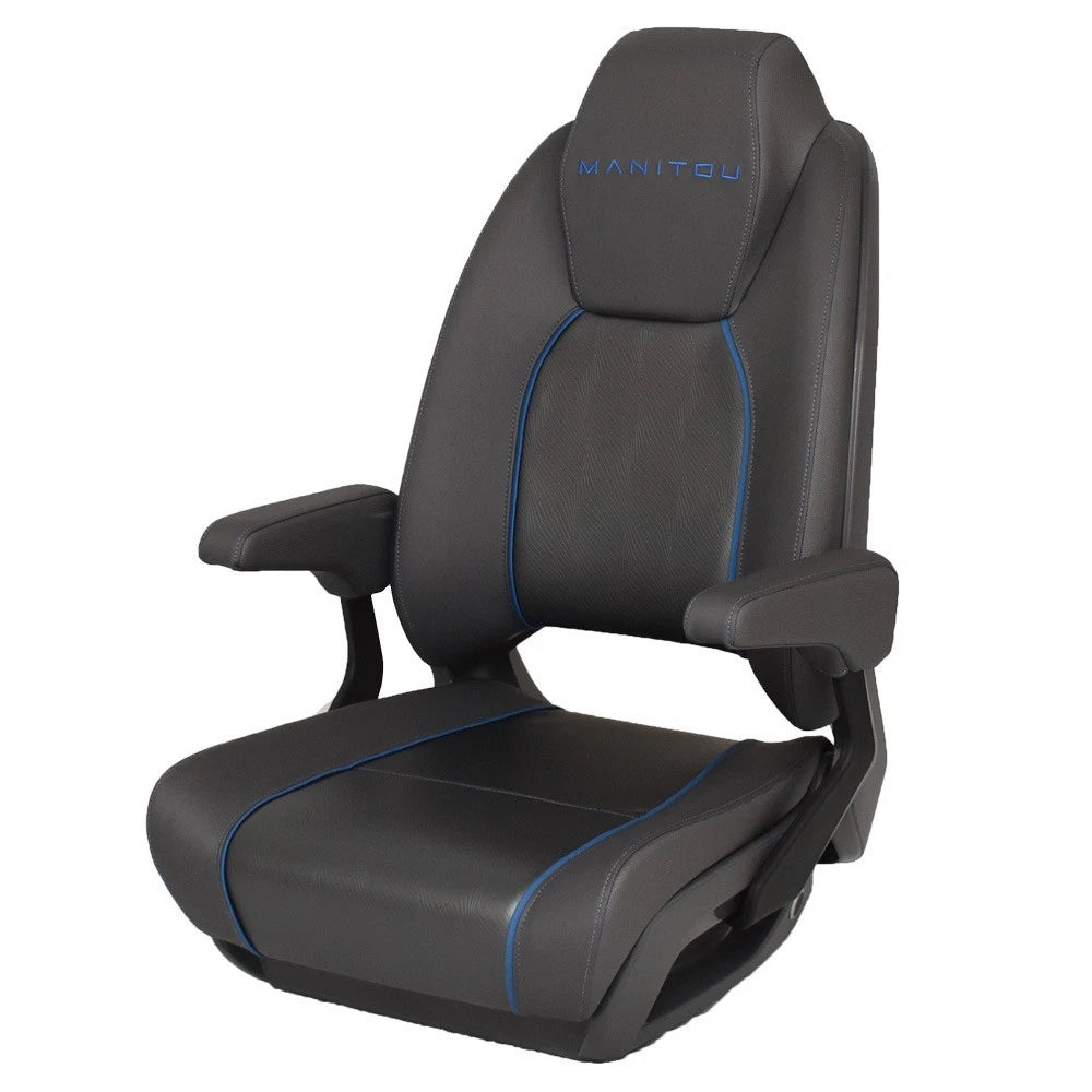 Manitou Boat High Back Reclining Helm Seat 3014-0008422 - Gray Blue