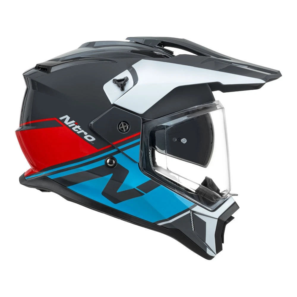 Nitro Helmet MX780 Adventure Gloss Grey/Light Blue/White/Red