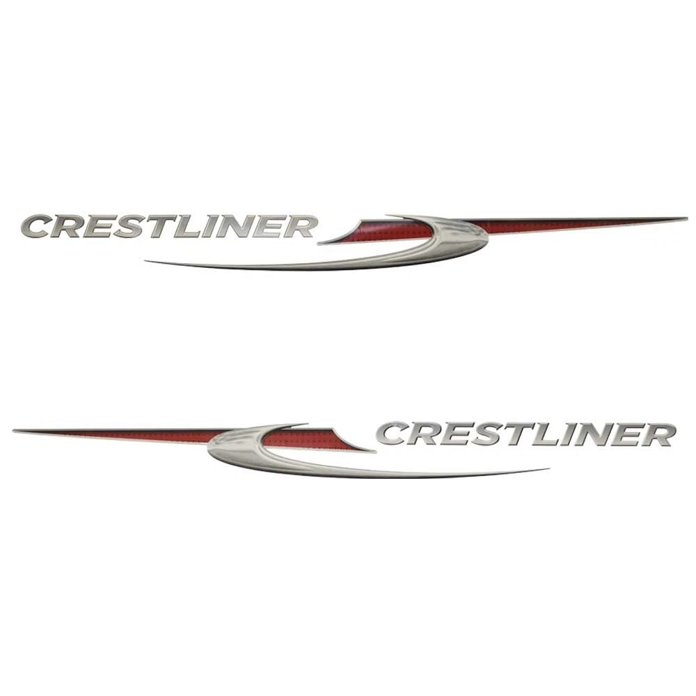 Crestliner Boat Graphic Decal Sticker 2064917 - Canadian Red Silver (4 PC)