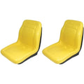 Two (2) High Back Yellow Vinyl Seats with Brackets Fits John Deere Models