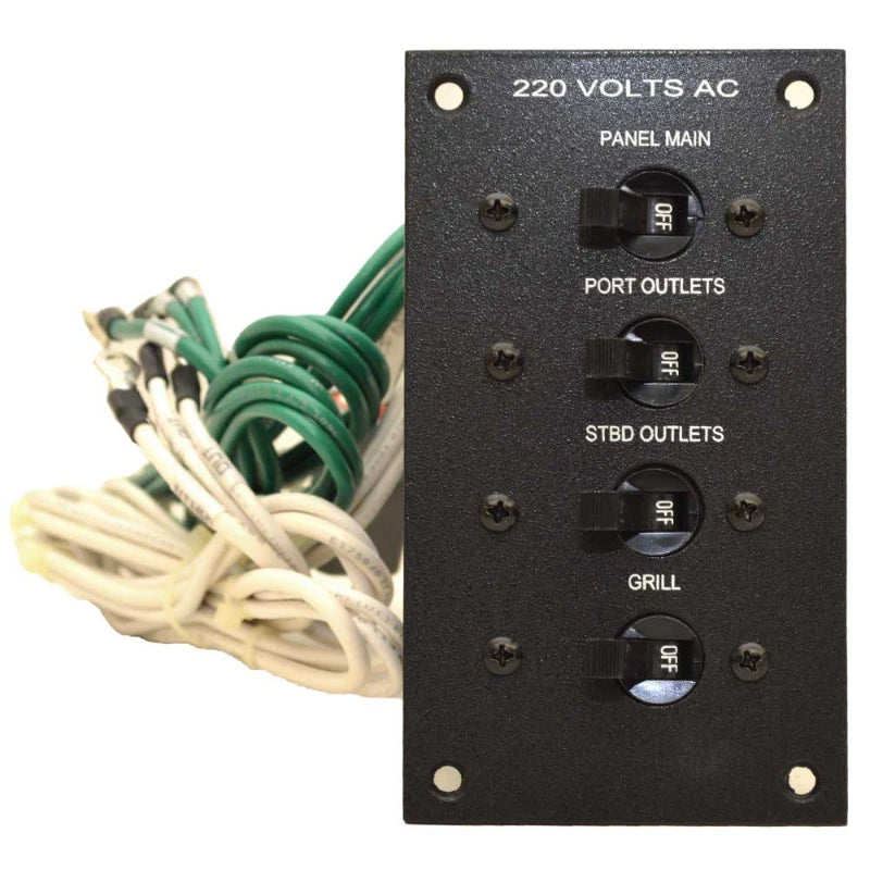 Hydrasport Boat Breaker Panel - 220VAC Outlet Black