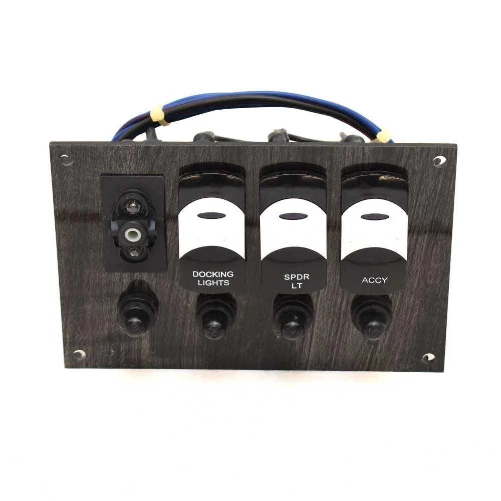 Sailfish Boat Switch Panel 61-5433 - Black Gray Woodgrain 6 X 4 Inch