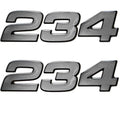 Mako Boat 234 Raised Emblem Decals - 5 1/2 Inch Silver (pair)