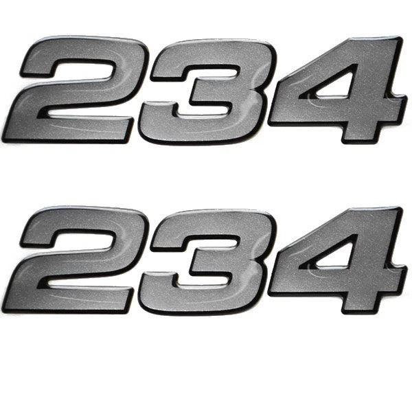 Mako Boat 234 Raised Emblem Decals - 5 1/2 Inch Silver (pair)