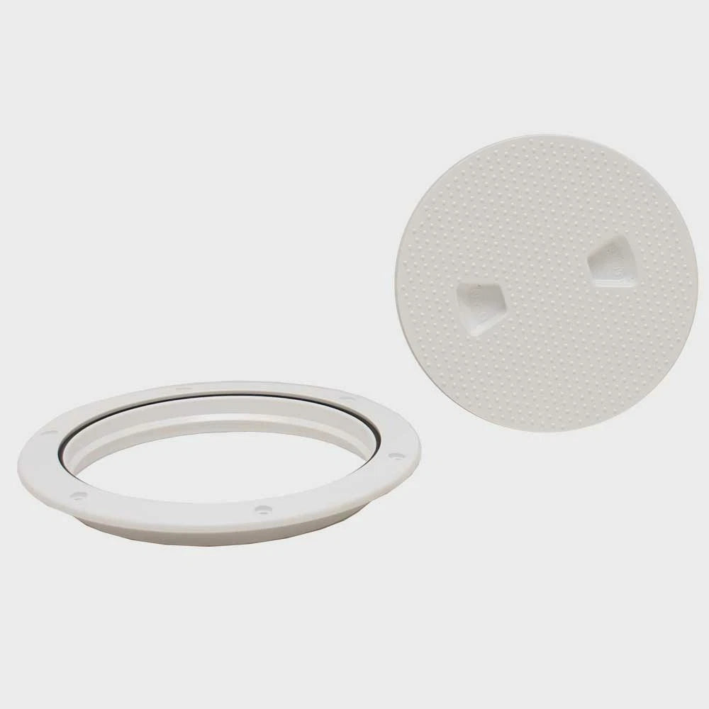 Beckson Boat Deck Plate DP62-W - 8 1/4 Inch Textured White Plastic