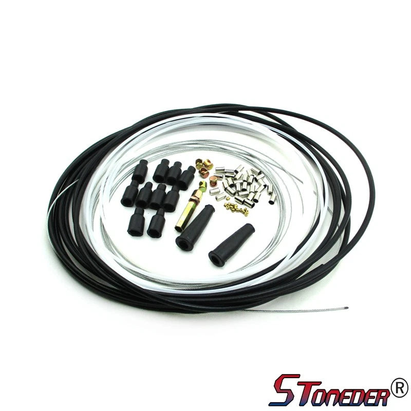 STONEDER 5 Metres Motorcycle DIY Throttle Cable Kit Nipples Ferrules
