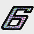 Bass CAT Boat Number 6 Decal Sticker - Black Silver 3 1/2 X 2 1/2 Inch