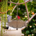 Outdoor Garden Decor Unique Rustic Metal Umbrella Bird Feeder in Brown