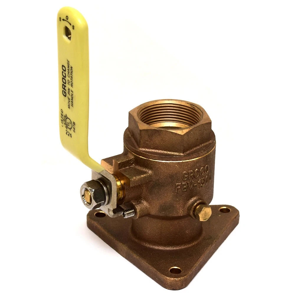 Groco Boat Tri-Flange Seacock Valve FBV-1500 - 1 1/2 NPT Bronze